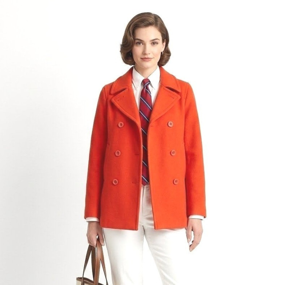 Polo Jeans Co Ralph Lauren | Red Wool Pea Coat Womens | Petite Medium